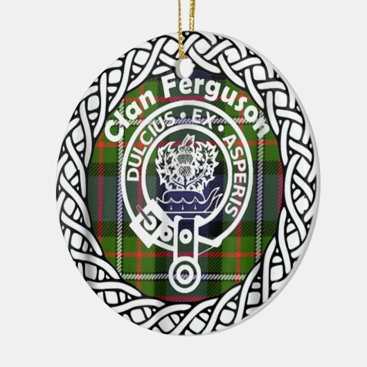 スコティッシュクランファーガソンタータンチェックとクレスト セラミックオーナメント (左)