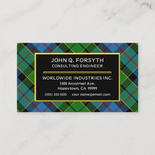 スコティッシュクランフォーサイスタータンチェックプレイド 名刺 (正面)