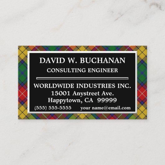 スコティッシュクランブキャナンタータンチェックプレイド 名刺 (正面)