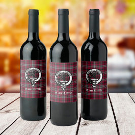スコティッシュクランプリトルクレストバッジとタータンチェックカスタム ワインラベル