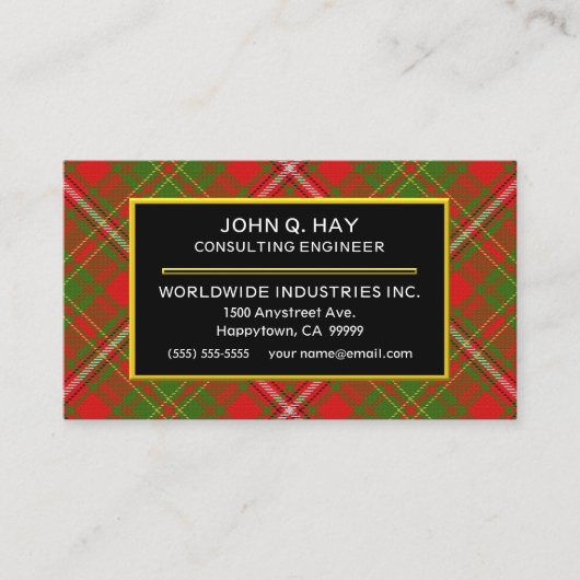 スコティッシュクランヘイタータンチェックプレイド 名刺 (正面)