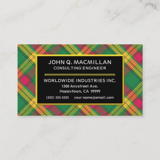 スコティッシュクランマクミランタータンチェックプレイド 名刺 (正面)