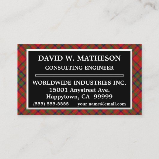 スコティッシュクランマセソンタータンチェックプレイド 名刺 (正面)