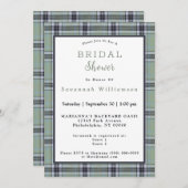 スコティッシュグリーンタータンチェックウォーターカラーブライダルシャワー 招待状 (正面/裏面)