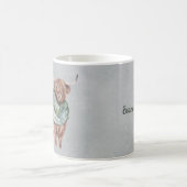 スコティッシュグリーンタータンチェックハイランドパーソナライズされた牛 コーヒーマグカップ (中央)