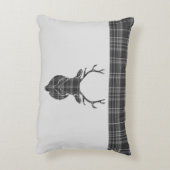 スコティッシュグレイタータンチェックスタッグヘッドアントラー素朴 アクセントクッション (裏面(縦))