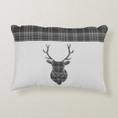 スコティッシュグレイタータンチェックスタッグヘッドアントラー素朴 アクセントクッション (裏面)