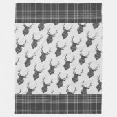 スコティッシュグレイタータンチェック素朴アントラースタグヘッド フリースブランケット (正面)