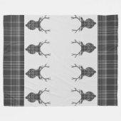 スコティッシュグレイタータンチェック素朴スタッグヘッドアントラー フリースブランケット (正面(横))