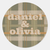 スコティッシュケルトタータンチェックパタ結婚ーン ラウンドシール (正面)