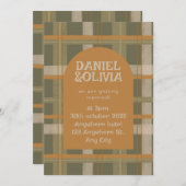 スコティッシュケルトタータンチェックパタ結婚ーン 招待状 (正面/裏面)