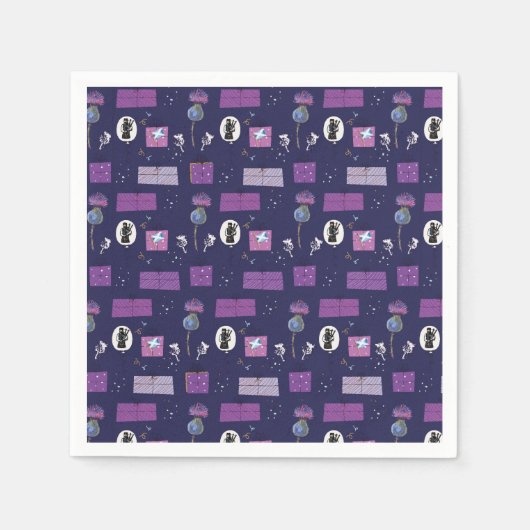 スコティッシュコレクションパープルティスルナプキンス スタンダードカクテルナプキン (正面)