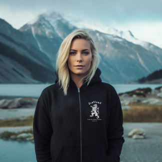 スコティッシュジップフード付きスウェットシャツ、激しいライオン、スコティッシュギフト パーカ