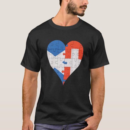 スコティッシュスイス国旗のハート Tシャツ (正面)