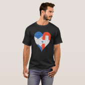 スコティッシュスイス国旗のハート Tシャツ (正面フル)