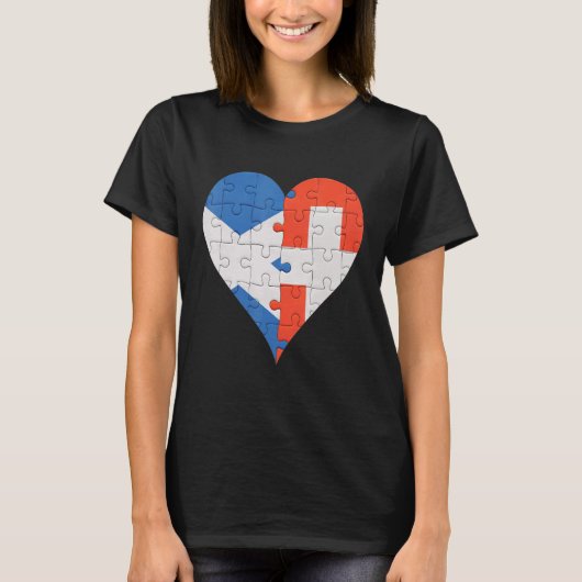 スコティッシュスイス国旗のハート Tシャツ (正面)