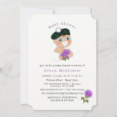 スコティッシュタータンチェックアザミの花かわいいベビーシャワー 招待状 (正面)