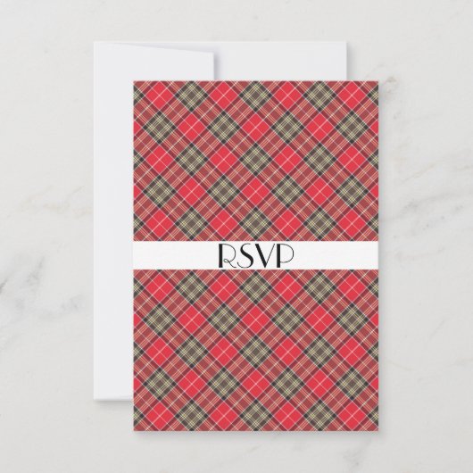 スコティッシュタータンチェックプレイドテーマお祝いパーティーRSVP 招待状 (正面)
