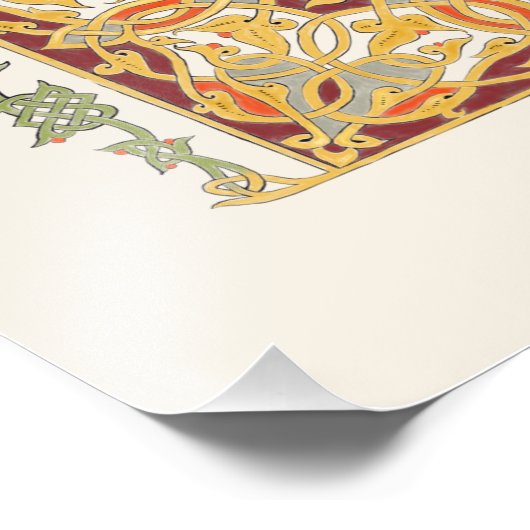 スコティッシュティスルアンドクラウンレッド&金ゴールドケルト結び目模様 フォトプリント (角)