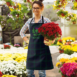 スコティッシュティスルオンダークタータンチェック名前をカスタムする エプロン