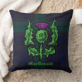 スコティッシュティスルオンダークタータンチェック名前をカスタムする クッション (ブランケット)