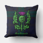 スコティッシュティスルオンダークタータンチェック名前をカスタムする クッション (正面)