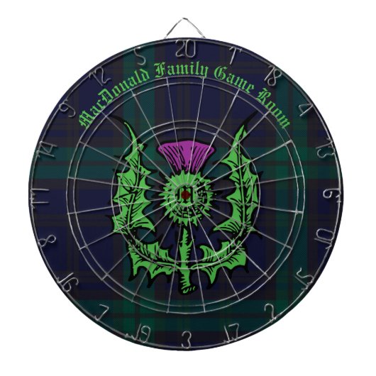 スコティッシュティスルオンダークタータンチェック名前をカスタムする ダーツボード (正面)