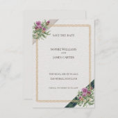 スコティッシュティスルケルトタータンチェック結婚ズ セーブザデート (正面/裏面)