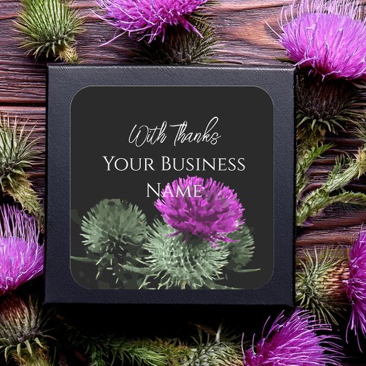 スコティッシュティスルサンキュースクエアステッカー スクエアシール