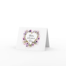 スコティッシュティスルハートウォーターカラーバレンタインカード