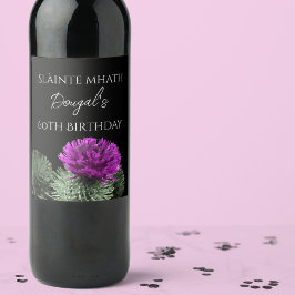 スコティッシュティスルパーソナライズされた誕生日 ワインラベル