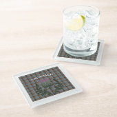 スコティッシュティッスルとサセナックをフレーザータータンチェック ガラスコースター (アングル)