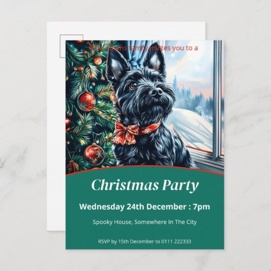 スコティッシュテラーズクリスマスパーティー インビテーションポストカード (正面/裏面)