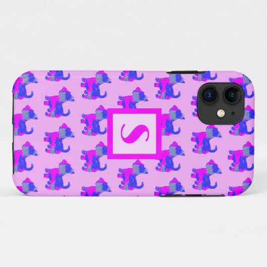 スコティッシュテリアかわいい犬ピンクのシルエットモノグラム Case-Mate iPhoneケース (裏面(横))
