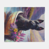 スコティッシュテリアがパドルに乗る：風光明媚な冒険 フリースブランケット (正面(横))