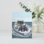 スコティッシュテリアがボートに ポストカード (スタンド正面)