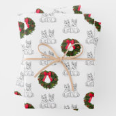 スコティッシュテリアとクリスマスリース ラッピングペーパーシート (インサイチュ)