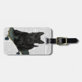 スコティッシュテリアとスケートボード ラゲッジタグ (正面横)