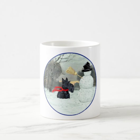 スコティッシュテリアと雪だるま コーヒーマグカップ (中央)