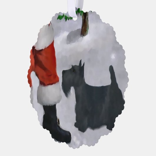 スコティッシュテリアのクリスマスプレゼント オーナメントカード (左)