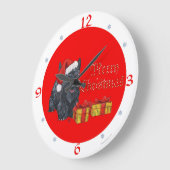 スコティッシュテリアのクリスマス時計 ラージ壁時計 (傾斜)