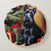 スコティッシュテリアのクリスマス ラウンドクッション (裏面)