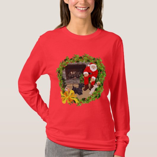 スコティッシュテリアのクリスマス Tシャツ (正面)