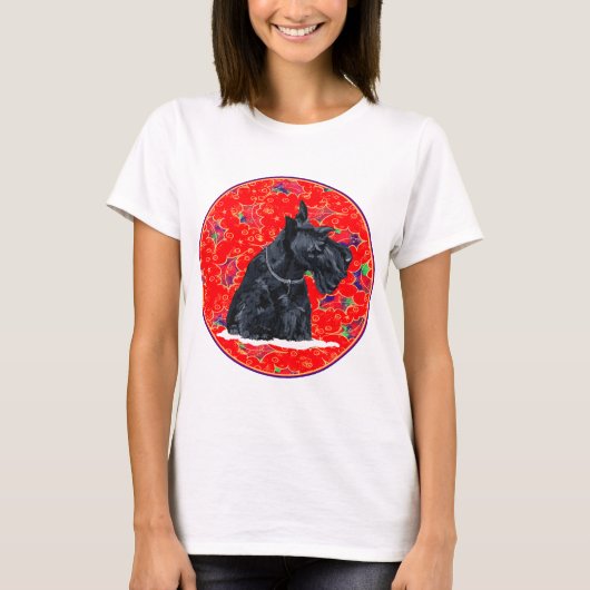 スコティッシュテリアのクリスマス Tシャツ (正面)