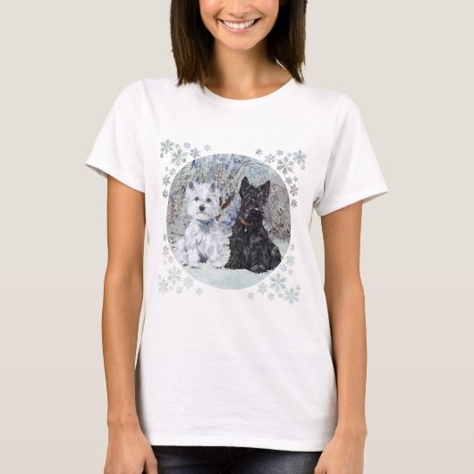 スコティッシュテリアのクリスマス Tシャツ (正面)