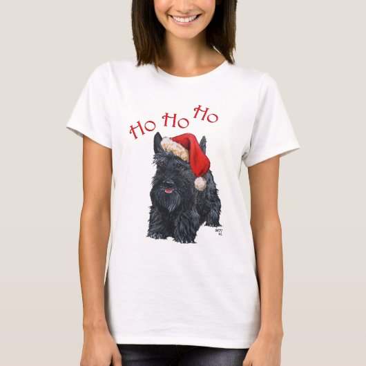 スコティッシュテリアのクリスマス Tシャツ (正面)