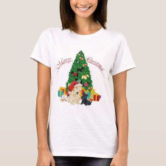 スコティッシュテリアのクリスマス Tシャツ (正面)
