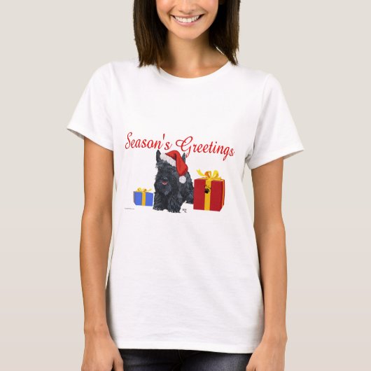 スコティッシュテリアのクリスマス Tシャツ (正面)