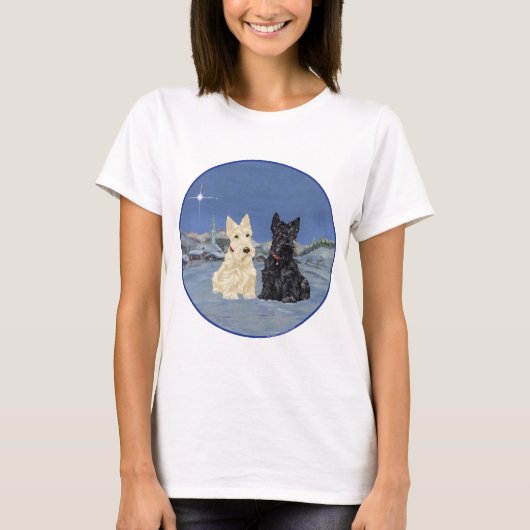 スコティッシュテリアのクリスマス Tシャツ (正面)