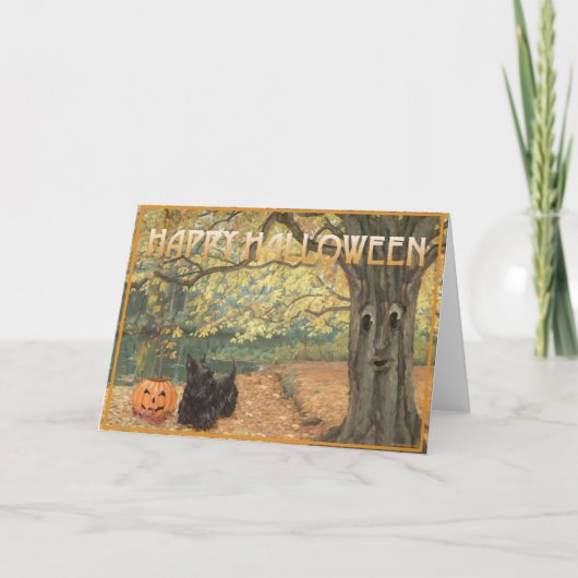 スコティッシュテリアのハロウィン カード (正面)